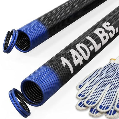 140-lbs. Garage Door Extension Spring, 25'' Long, Double Loop Ends, 1 Pair, Electrophoresis Black Coated - size: 140LB - Blue