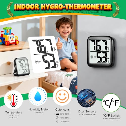 Antonki 2 Pack Room Thermometer Indoor Hygrometer - color: 2 Pcs * Classic Black ( 97%+ Choice )