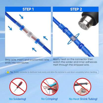 TICONN 300 Pcs Solder Seal Wire Connectors, Heat Shrink Butt Splice - size: Mixed 300 Pieces