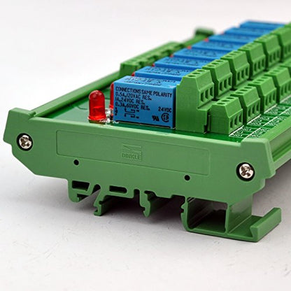 Electronics-Salon DIN Rail Mount 8 DPDT Signal Relay Interface Module. (Operating Voltage: DC 24V)