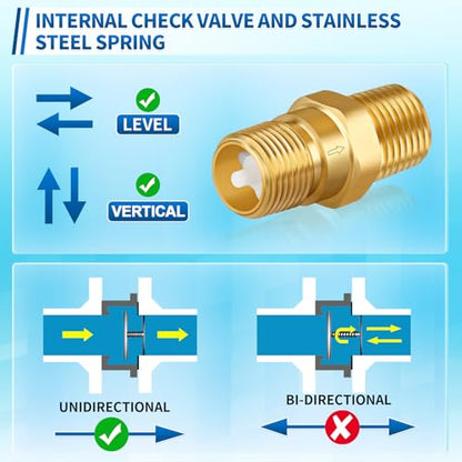 1/2'' NPT Lead-Free Brass RV Camper Water Heater Check Valve, Male to Male - style: Male to Male