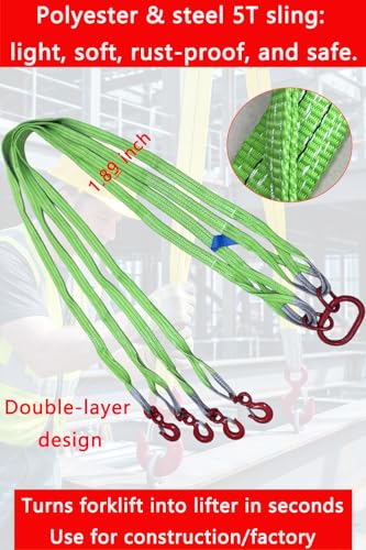 Four Leg Bridle Web Sling 10ft 11023lb Web Slings Belt Type with Hook 3.0 m 5000 kg Light Weight and Flexible Capacity Steel Sling [4leg 5.0t 3m] - size: 10ft 4leg 11023lb