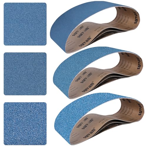 6x48 Inch Sanding Belts 9 Pcs 3 Grits Sizes (3 Each of 80/120/150 Grits) Heavy Duty Belt Sander Zirconia Belt Sander Paper for Wood, Metal, Stainless Steel, Cars, and Furniture - size: 6x48 inch