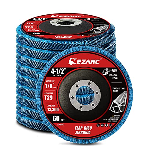 EZARC Zirconia Flap Discs 60 Grit, 4-1/2 x 7/8-Inch, Type 29, 10-Pack - size: 60 GRIT, style: Standard Version