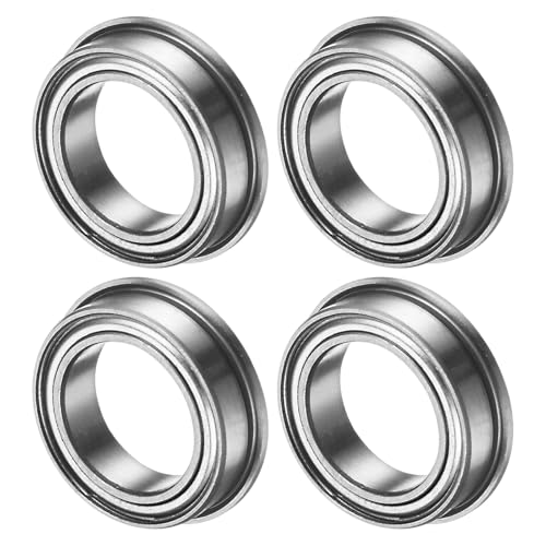 M METERXITY 4-Pack F6700ZZ Flanged Ball Bearing, 10 x 15 x 4mm Double Metal Shielded Chrome Steel (GCr15) Flange Rip Bearings for Wheelbarrow/Printer/Fax Machines/Power Tools - size: 10mm x 15mm x 4mm