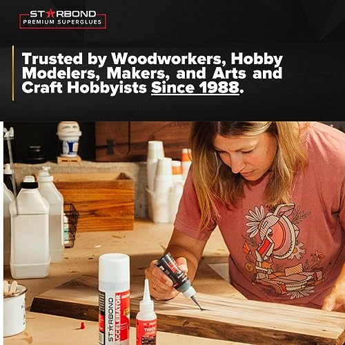 Starbond Medium CA Glue Complete Refill Kit (16 oz) – Cyanoacrylate Super Glue Refill System with Extra Bottles, Caps, Microtips & Yorker Spout for Woodworking, Carpentry, Quick Repairs & Hobby Builds - size: 16 ounce