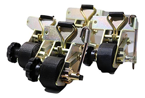 (4) Rack-Strap RS1 Yellow Zinc Plated Steel Frame Right Angle Mounting Bracket with 8' Black Polyester Strap, 500 lbs Load Capacity, for Square Tubing (4 Pack of Rack Straps)