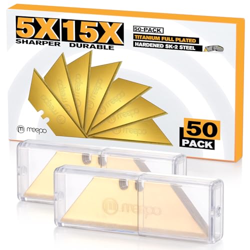 M MEEPO Utility Knife Blades, Never Rust, Titanium SK-2 Steel, 50-Pack - size: Titanium 50-Pack