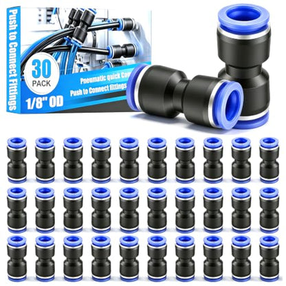 mxuteuk 30PCS 1/8" OD Push to Connect Fittings,1/8" OD Air Line Fittings,Quick Connect Air Hose Fittings for 1/8" Tube - size: 1/8"OD