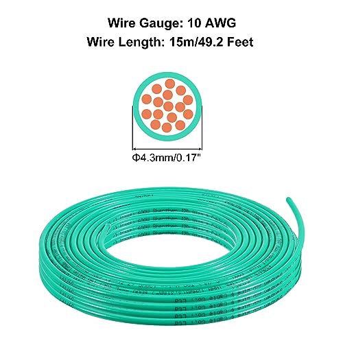 MECCANIXITY THHN Stranded Wire 50 Feet 10AWG Gauge Insulation Building Wire - UL Listed Copper Cable - PVC 600V Electrical Wire for Residential,Commercial,Industrial,Grounding - Green - color: Green, size: 50 Feet x 10 AWG