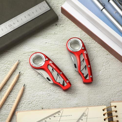 Tondiamo 2 Pcs Folding Pocket Utility Knife Box Cutter, Red - color: Red