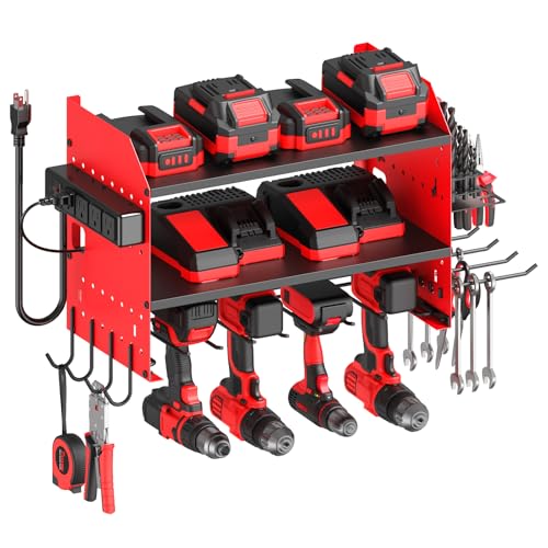 CCCEI Modular Power Tool Organizer Wall Mount with Charging, Red, 1 Pack - color: Red