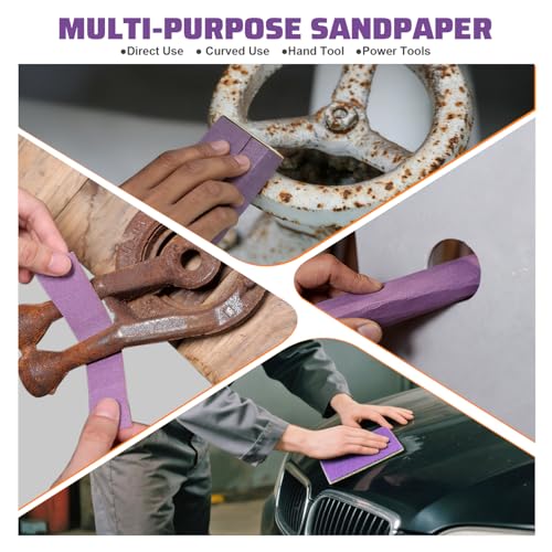 POLIWELL Wet Dry Sanding Sheets 25 PCS 9 x 11 Inch Purple Alumina - style: MIX