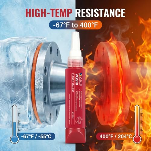 VG510 Anaerobic Flange Sealant & High Temp Gasket Maker, Replaces Solid Washers for Rigid Machined Metal, Instant Seal, 50ml (1.69 fl oz), 2 Pack - style: 50ml-2 Pack