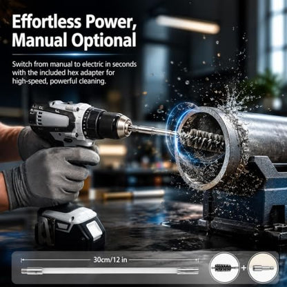 50 Inch Pipe Cleaning Brush Set with Stainless Steel Bristles