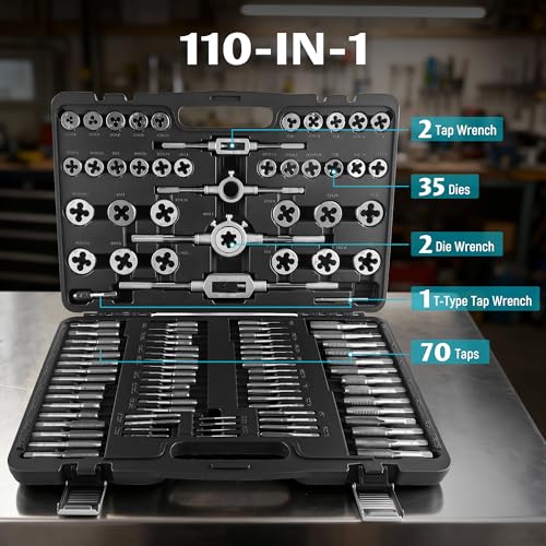 Anfrere 110pcs Tap and Die Set in Metric Sizes