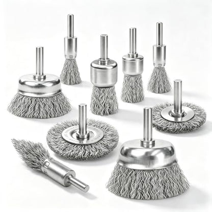 Wire Brush for Drill 9Pcs Set with 1/4 Inch Shank for Rust