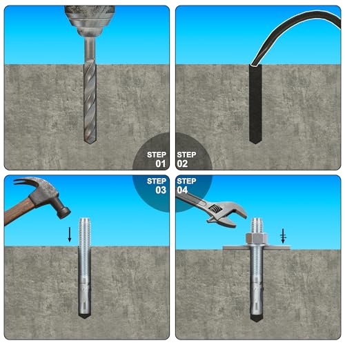 3/4" x 5-1/2" Concrete Anchor Bolts, 20PCS Zinc-Plated Carbon Steel Wedge Anchor