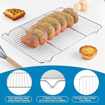 Herogo Stainless Steel Half Sheet Baking Pan with Rack Set,18" x 13" x 1" - size: 17.7 x 13 x 1 inch