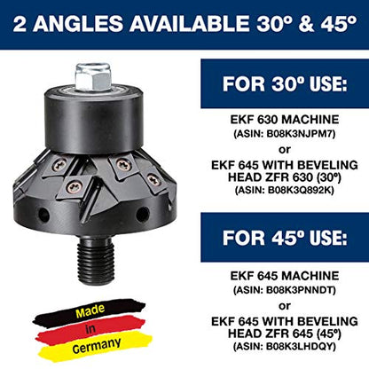 CS Unitec | EKF 645 | Portable Heavy-Duty Power Beveling, Deburring, and Chamfering Tool for 45 Degree Weld Seams and Chamfer up to 9/16" Bevel Width, 2300 Watts (19.1 Amp) - Made in Germany - style: 45° Beveler - EKF 645