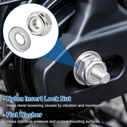 3/8-16 Lock Nut 96Pcs Stainless Steel Nylock Locking Nuts with Washers - size: locknuts-3/8" 96pcs