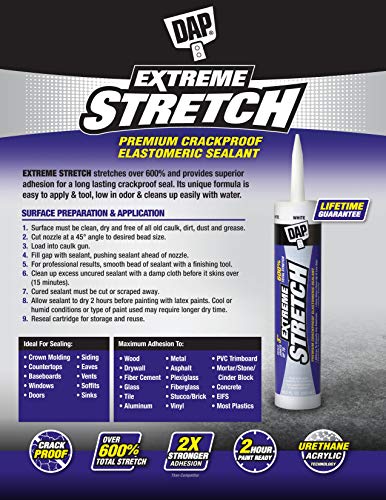 DAP Extreme Stretch Acrylic Urethane Premium Elastomeric Sealant, Redwood (7079818707) 10.1 fl oz. (Pack of 12) - size: 10.1 fl oz. (Pack of 12)