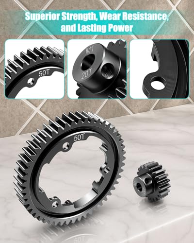 50T M1.0 Spur Gear and 20T Pinion Gear Fit for Traxxas X-Maxx
