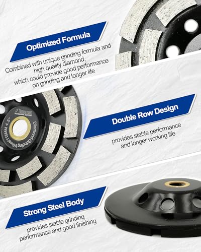 SHDIATOOL 7-Inch Diamond Concrete Grinding Cup Wheel for Angle Grinder - size: 7 Inch, style: Double Rows