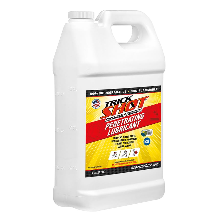 Trick Shot - 3-in-1 Penetrating Lubricant Oil - Biobased Food Grade Industrial Oil for Parts, Rust and Corrosion Remover, Anti-Seize Lubricant Protects Metal Surfaces, Degreases & Cleans - 1-Gallon - size: 1 Gallon, style: 1-Pack