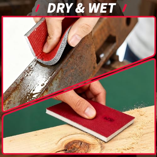 26PCS Hook & Loop Sanding Sponge, Washable and Reusable Sanding Blocks - size: 180 Grit