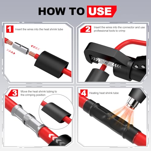 4 AWG Heat Shrink Butt Connectors Marine Black Crimp Splice Waterproof - size: 4AWG 6pcs
