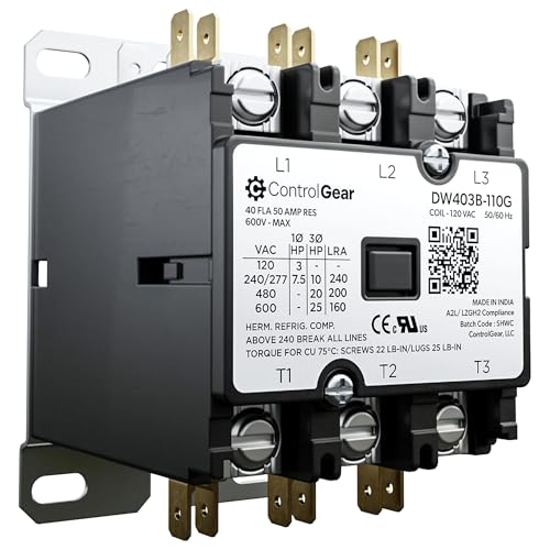 3-Pole Definite Purpose Contactor, 40A, 120V Coil, UL Recognized, A2L cert. - size: 3P 40A 120V coil
