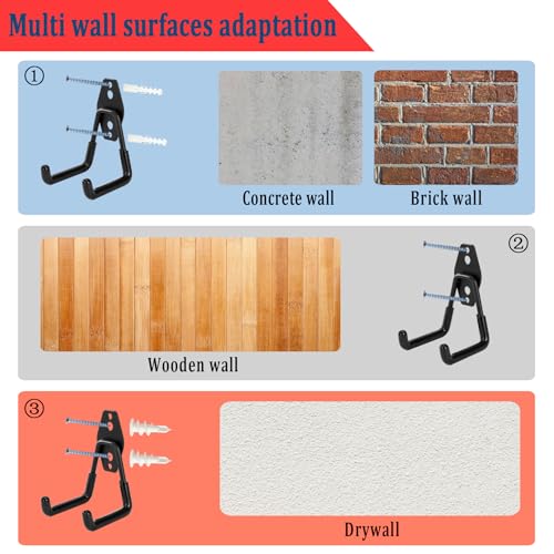 4 Pack Garage Hooks Heavy Duty, Garage Tool Organizer Wall Mount - size: 2.8 inch