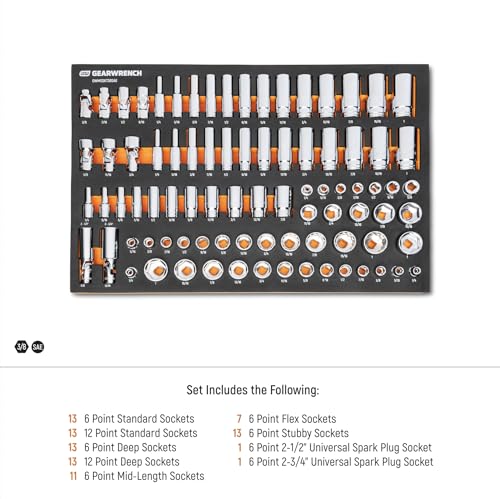 GEARWRENCH 85 Piece 3/8” Drive Master SAE Socket Set | GWMSSKT38SAE - style: 3/8" Chrome Sockets