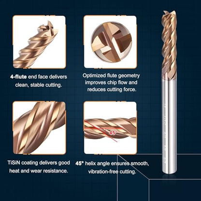 Carbide End Mill 1/8" Dia 1/2" CL 1-1/2" L 1/8" Shank 4 Flute - size: 1/8" Dia - 1/2" CL - 1-1/2" L - 1/8" Shank