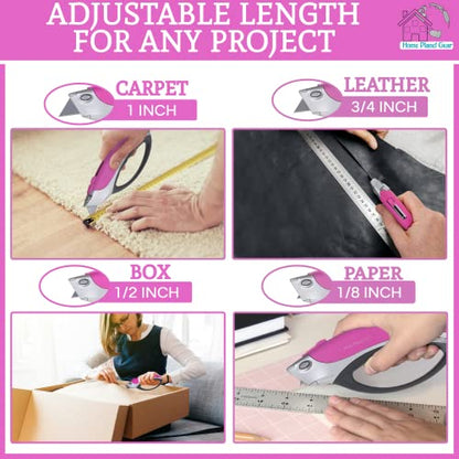 Pink Box Cutter Retractable Utility Knife - Two Pack Heavy Duty Cardboard Carton Cutter Opener Retracting - with 5 Sharp Utility Razors - color: Pink 2 Pack