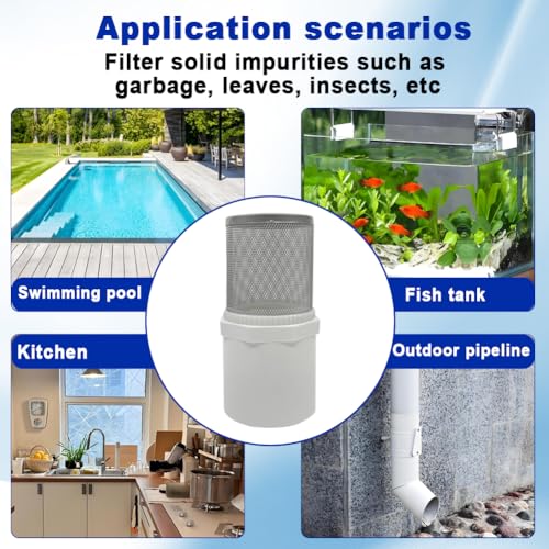 3/4" Stainless Steel Filter Cover Connected to 3/4" DN20 PVC Water Pipe, Suction Strainers Used to Remove Debris and Reduce Solid Entry - size: 3/4"DN20