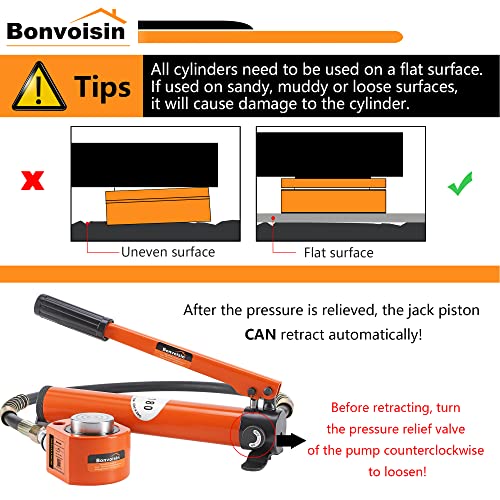 Bonvoisin 20T Hydraulic Ram Cylinder Jack Low Profile Porta Power Ram Single-acting Mini Jack Ram 0.55" Stroke for Machinery Shipbuilding - color: BSY-20