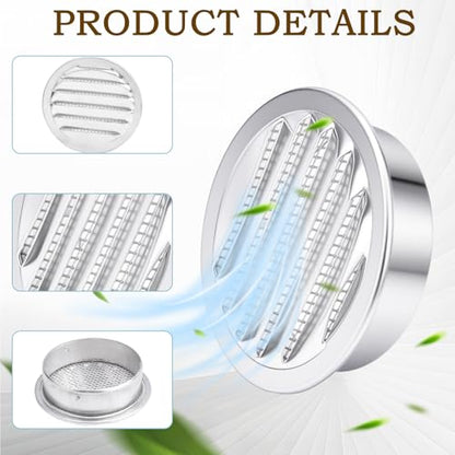 Round Aluminum Louver with Insect Screen, 2 Inches (12)