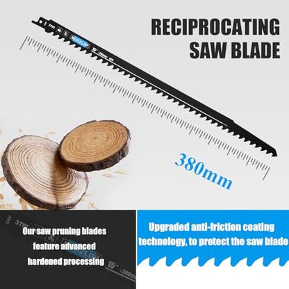 5Pack 15inch 3TPI Woodcutting Reciprocating Saw Blades Set - size: 3T/380mm