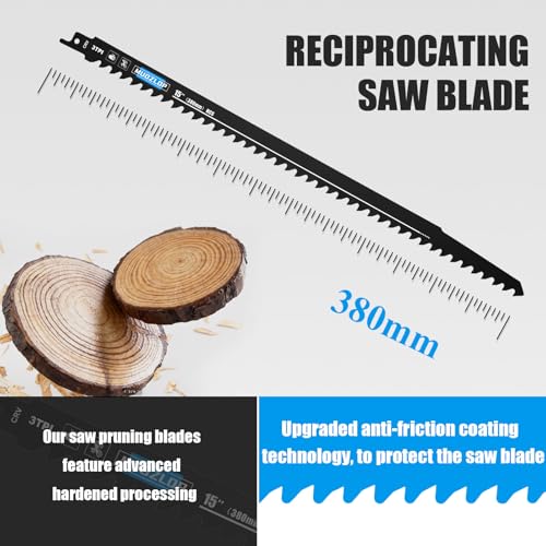5Pack 15inch 3TPI Woodcutting Reciprocating Saw Blades Set - size: 3T/380mm