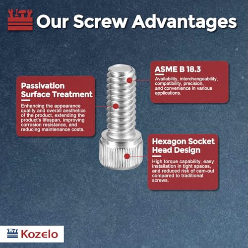 50pcs Socket Head Cap Screws 1/4"-28x1/2 304 Stainless Steel Silver - color: Silver, size: 1/4"-28x1/2"