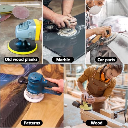 Mouse Sander Sandpaper 45 PCS & 2 Interface Pad, Assorted Sanding Pads 40/80/120/180/240 Grits Detail Sand Paper (5 Hole)