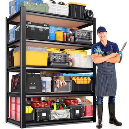 71" H x 35" W Garage Shelving Unit, 2050LBS Heavy Duty Metal Storage Shelves, 5 Tier Adjustable Utility Steel Rack, Freestanding Organizer for Warehouse, Pantry, Basement, Shop Black - size: 35"Wx16"Dx71.2"H