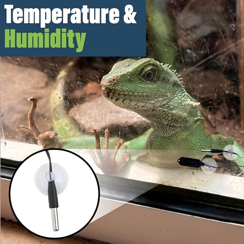 Digital Reptile Thermometer Hygrometer with 2 External Remote Probes