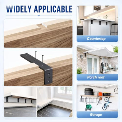 WINKER Countertop Support Bracket 3 Pack Heavy Duty 3/8" Thick Hidden L Shelf Bracket 10" x 6" x 2.5" Metal Corbels for Quartz/Granite/Wood/Concrete/Laminate Countertops, Black - size: 10″x6″x2.5″-3/8" thick, style: Black-3Pack