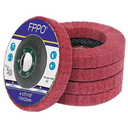 FPPO 5Pcs 4.5" x 7/8" Nylon Fiber Flap Disc Polishing Grinding Wheel,Scouring pad Buffing Wheel for Angle Grinder, Polishing Tools (Grit 320) - style: grit 320