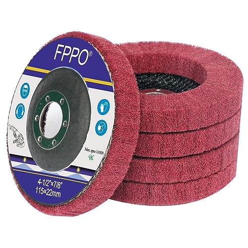 FPPO 5Pcs 4.5" x 7/8" Nylon Fiber Flap Disc Polishing Grinding Wheel,Scouring pad Buffing Wheel for Angle Grinder, Polishing Tools (Grit 320) - style: grit 320