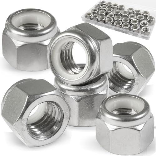 7/16-14 Lock Nut, 30Pcs Stainless Steel Nylock Insert Locking Nuts - size: 7/16"-14, 30 Pack