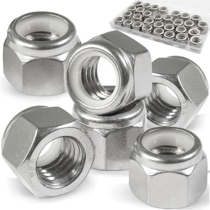 7/16-14 Lock Nut, 30Pcs Stainless Steel Nylock Insert Locking Nuts - size: 7/16"-14, 30 Pack